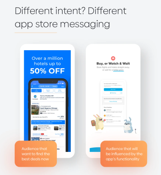 Different app store messaging